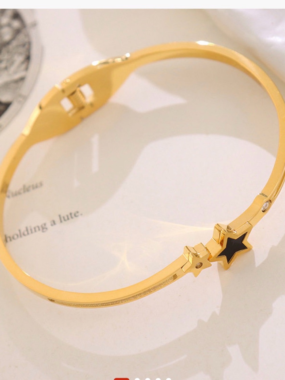 Gold Star Accent Bangle Bracelet - Elegant Women's Jewelry